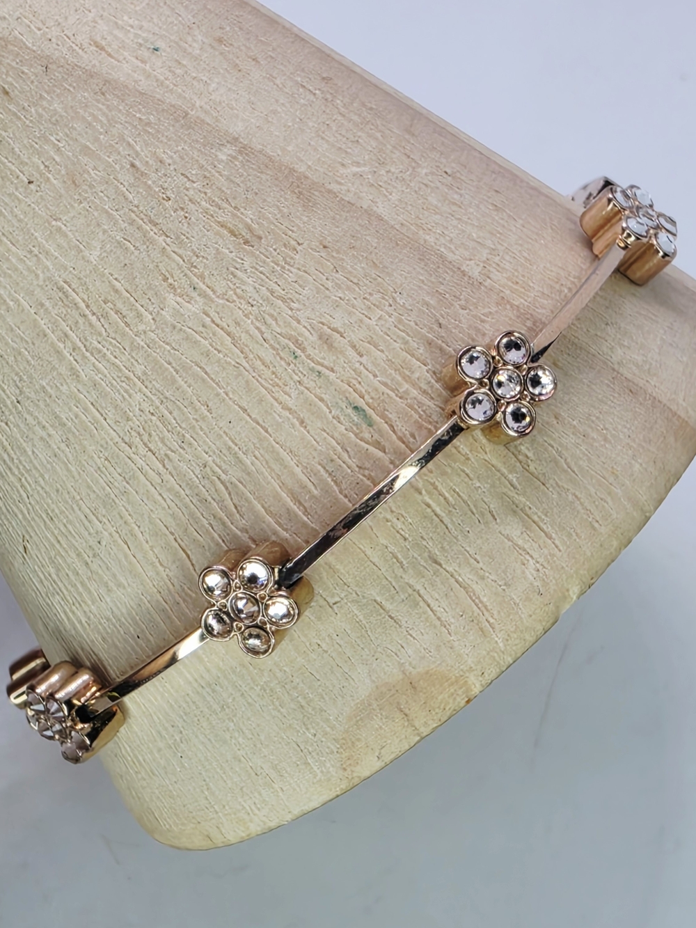 Vtg Y2k Anne Klein Rose Gold Tone Crystal Flower Link Tennis Bracelet Dainty 7.5